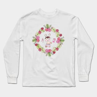 Ballerina and Bunny Rabbits | Ballet | Watercolor Long Sleeve T-Shirt